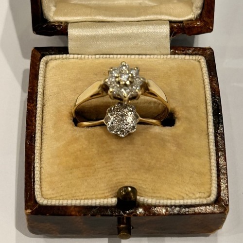 231 - Two 18ct Gold & Diamond 'Flower' Cluster Rings (2) 2.1g & 1.6g gross approx size O & M