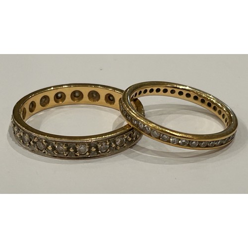 223 - Two 18ct Gold Eternaty Rings (2) 3.8g gross approx size S & 2.1g gross approx size L