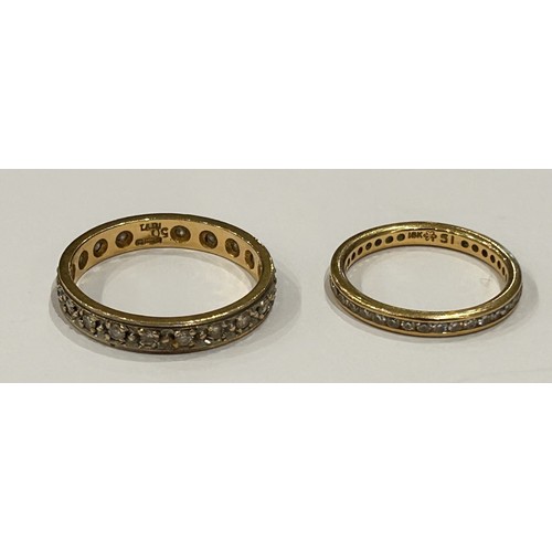 223 - Two 18ct Gold Eternaty Rings (2) 3.8g gross approx size S & 2.1g gross approx size L