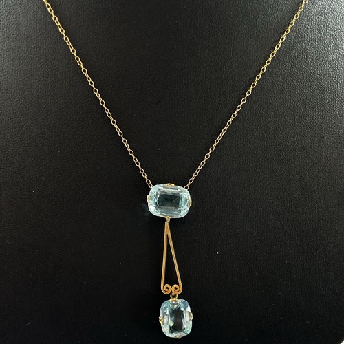 120 - 9ct Gold Necklace with Blue Stone Pendant (3.6g gross) AF