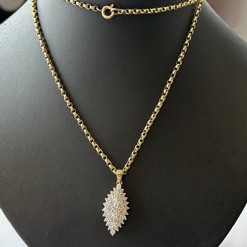 40 - 9ct Gold Belcher Chain with White Stone & 9ct Gold Pendant 15.1g gross