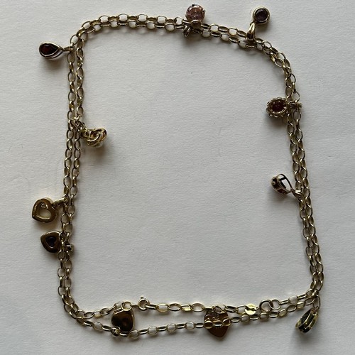 53 - 9ct Gold Belcher Chain with Eleven Pendants, some stone set 18.0g Gross