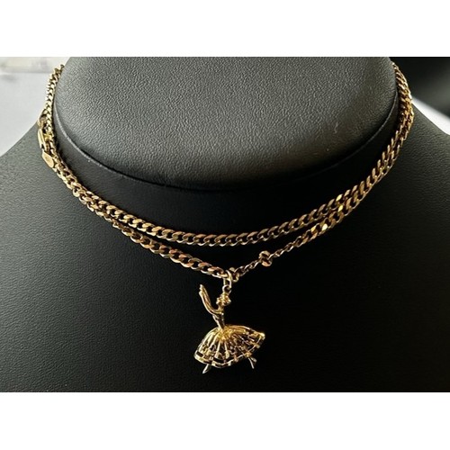 42 - 9ct Gold Chain with a Pendant in the form of a ballerina - 13.3g