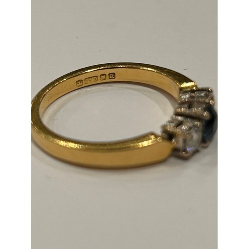 270 - 18ct gold set diamond & Sapphire ring, approx size L 3.4g gross