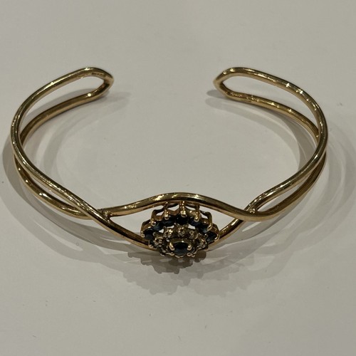 31 - 9ct Gold Sapphire & Diamond Chip Bracelet, 13.8g gross