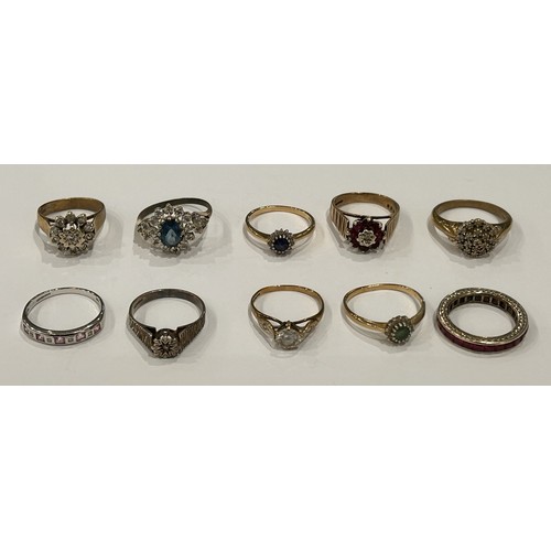 162 - Ten 9ct Gold Stone Set Rings (10) 26.9g gross