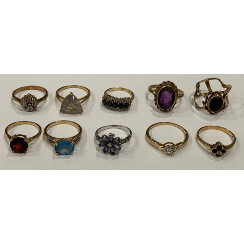 163 - Ten 9ct Gold Stone Set Rings (10) 26.7g gross