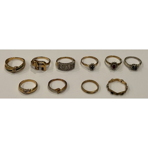 164 - Ten 9ct Gold Stone Set Rings (10) 25.8g gross