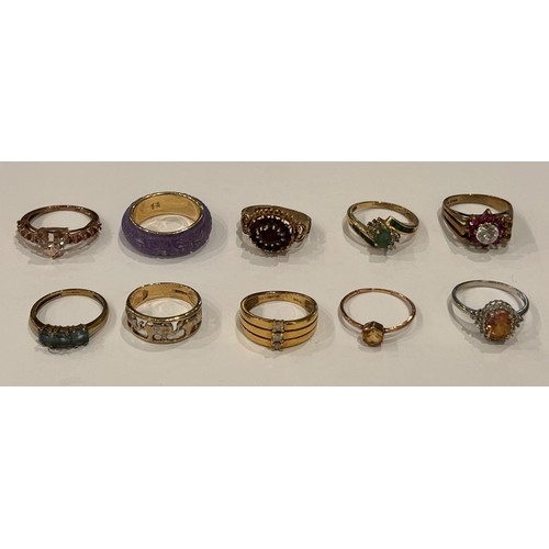 165 - Nine 9ct Gold Stone Set Rings & another similar in 14ct gold (10) 25.8g gross