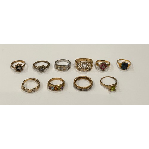 167 - Ten 9ct Gold Stone Set Rings (10) 26.1g gross