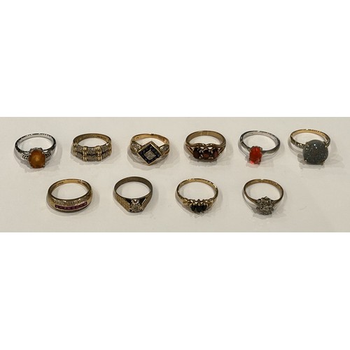 168 - Ten 9ct Gold Stone Set Rings (10) 25.8g gross