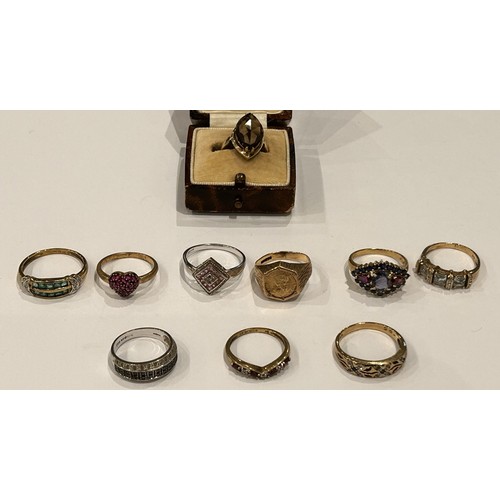 159 - Ten 9ct Gold Stone Set Rings (10) 26.7g gross