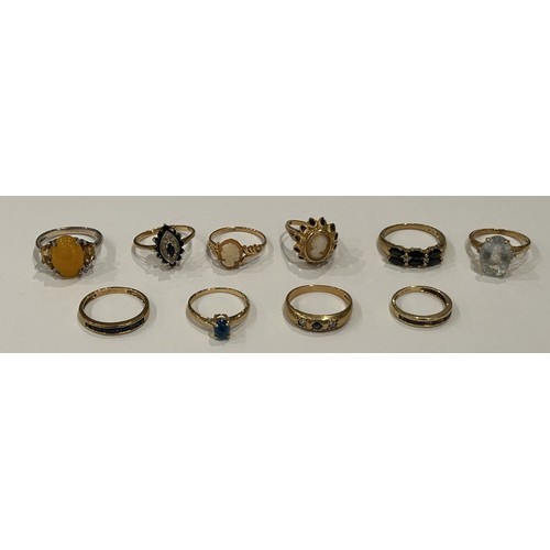 169 - Ten 9ct Gold Stone Set Rings (10) 25.8g gross