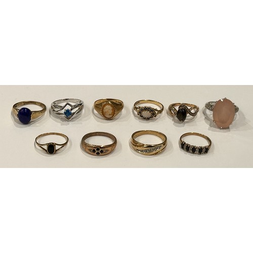 142 - Ten 9ct Gold Stone Set Rings (10) 27.3g gross