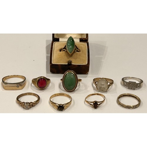 160 - Ten 9ct Gold Stone Set Rings (10) 27g gross