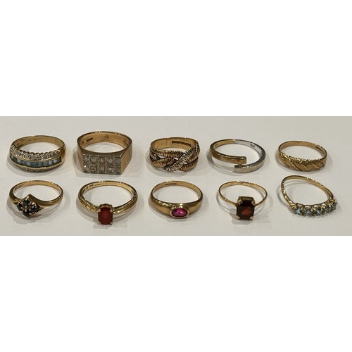 161 - Ten 9ct Gold Stone Set Rings (10) 27.1g gross