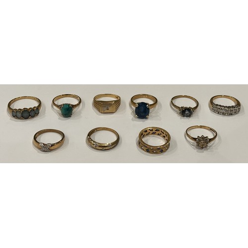 166 - Ten 9ct Gold Stone Set Rings (10) 25.8g gross