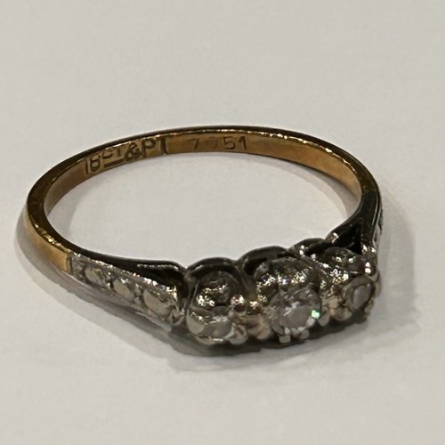 253 - 18ct Gold Three Diamond Ring, 2.2g gross