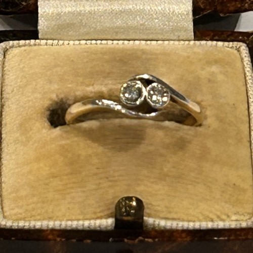 266 - 18ct Gold Two Diamond Ring, 1.7g gross