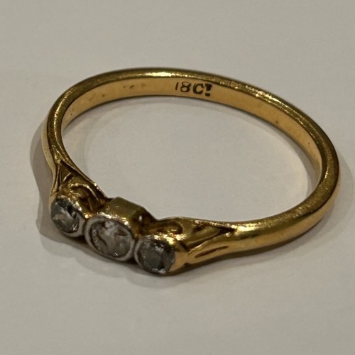 249 - 18ct Gold Three Diamond Ring, 2.7g gross