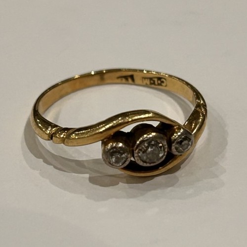 255 - 18ct Gold Three Diamond Ring, 2.4g gross