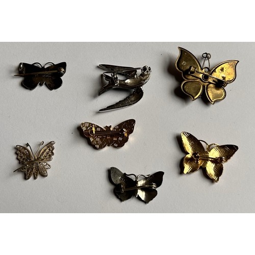 132 - Collection of Butterfly Brooches, some in silver & enamel