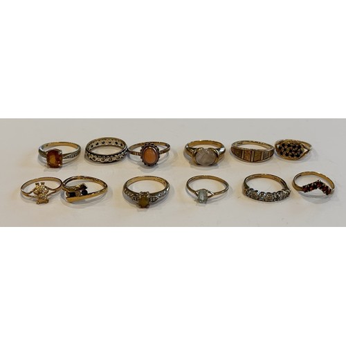 Twelve 9ct Gold Stone Set Rings (12) 25.2g gross