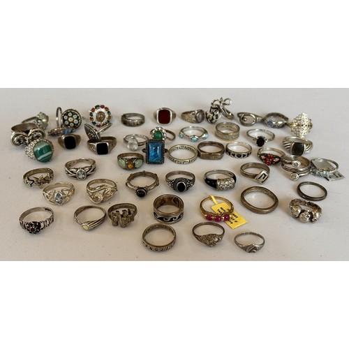 217 - Silver Rings - approximately 50, most stamped '925', some stone set, 174.6g gross