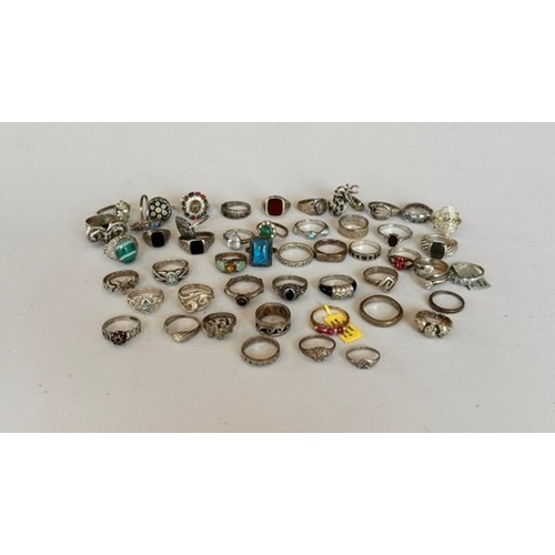 217 - Silver Rings - approximately 50, most stamped '925', some stone set, 174.6g gross