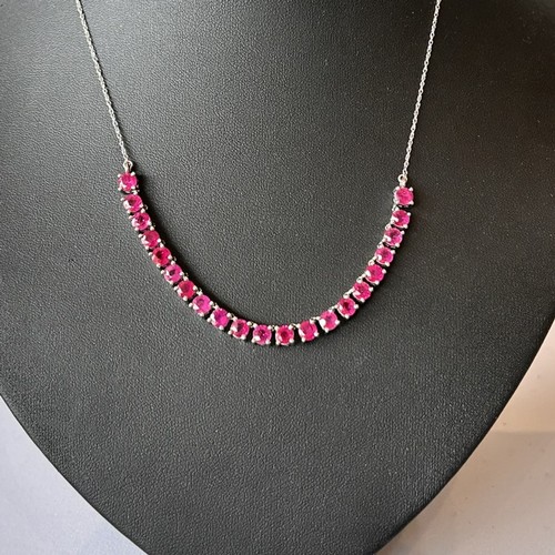 56 - 18ct White Gold & Pink Sapphire Necklace, 11.4g