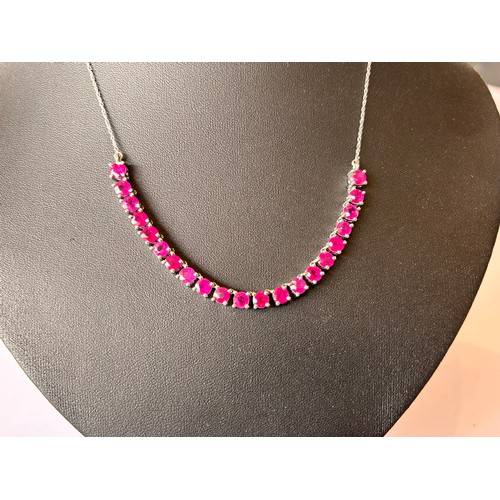 56 - 18ct White Gold & Pink Sapphire Necklace, 11.4g