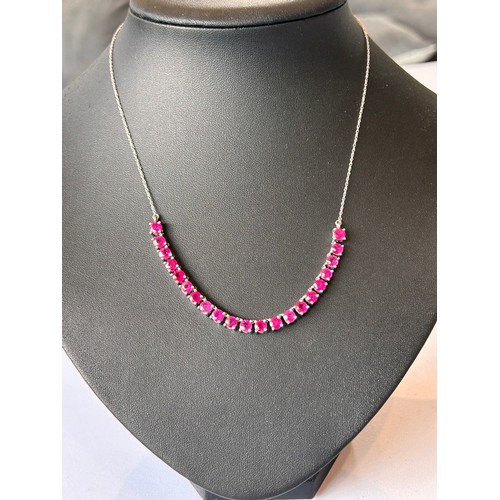 56 - 18ct White Gold & Pink Sapphire Necklace, 11.4g