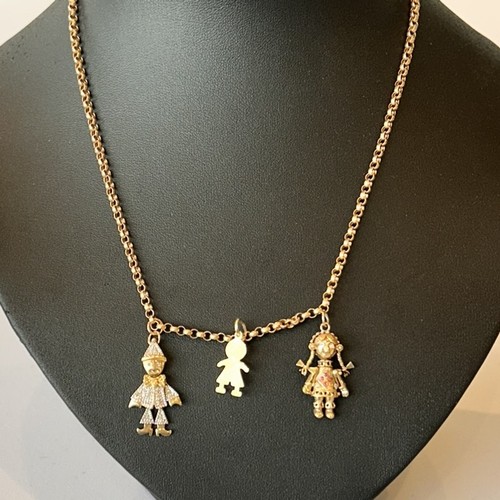 73 - 9ct Gold Necklace with Three Clown Pendants, 10.4g gross