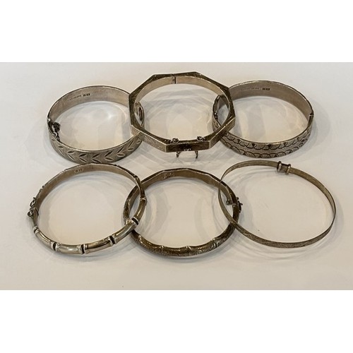 124 - A Collection of Silver Bangles (6) 101.4g