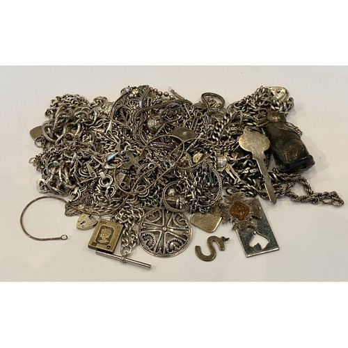 49 - A Collection of Silver Jewellery, all metal no stones etc, 680g