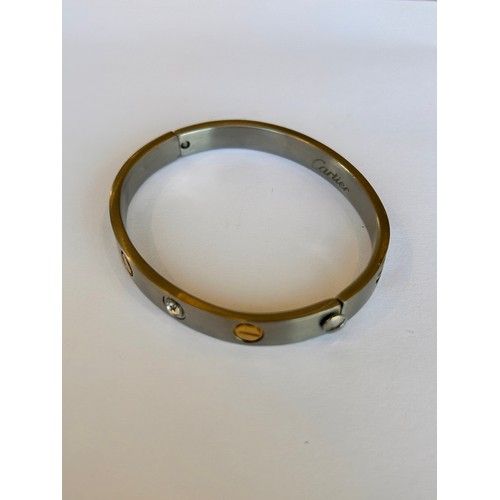 174 - Cartier Style 'Love' Bangle, AF missing a stone