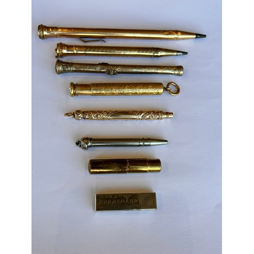 111 - A Collection of Propelling Pencils (7) 1 x silver & 6 x Gold Plate