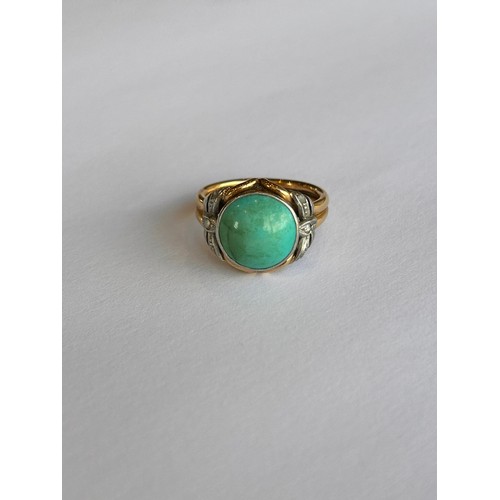 228 - 18ct Gold Turquoise Set Ring 8.9g gross approx size O