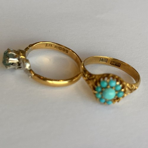 229 - Two 18ct Gold Rings (2) 4.9g gross approx size M & L (af missing a turquoise stone)