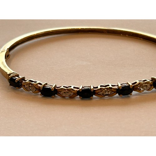 31 - 9ct Gold Diamond & Sapphire Set Bangle (7.6g gross)