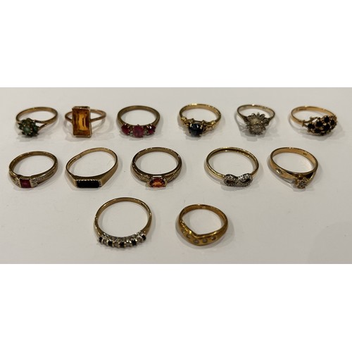 20 - Thirteen 9ct Gold Stone Set Rings (13) 25.5g gross