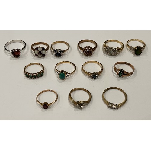 22 - Thirteen 9ct Gold Stone Set Rings (13) 25.2g gross