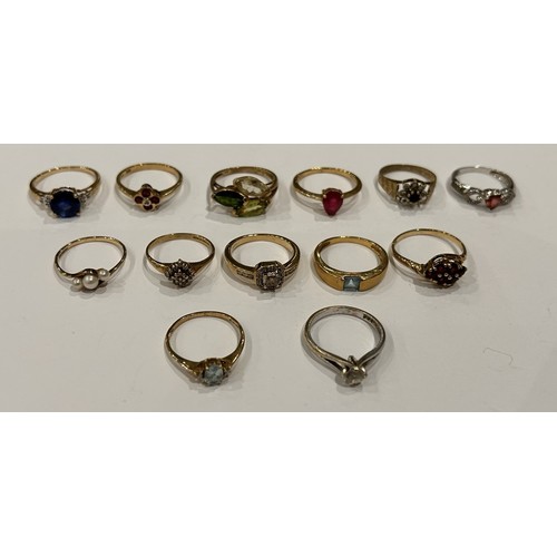 25 - Thirteen 9ct Gold Stone Set Rings (13) 24.4g gross