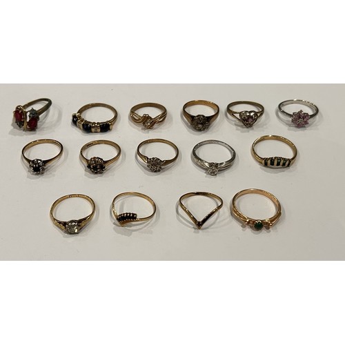 9 - Fourteen 9ct Gold Stone Set Rings (15) 27.3g gross