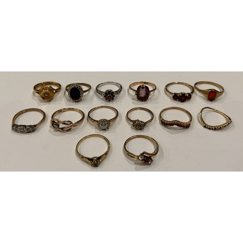 13 - Fourteen 9ct Gold Stone Set Rings (14) 24.4g gross