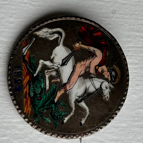 185 - 1822 Silver Crown in the form of a brooch with painted & Enamelled detail