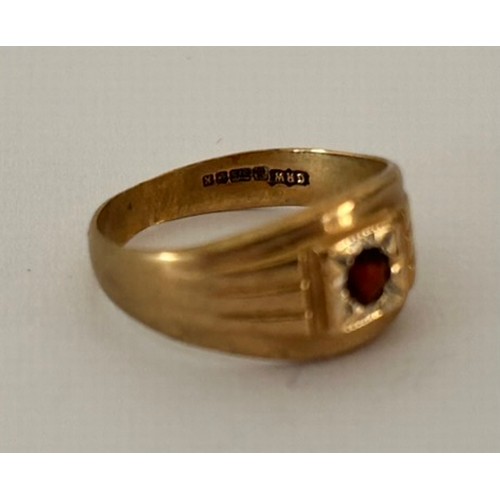 133 - 9ct Gold & Ruby Set Ring Approx P 3.0g