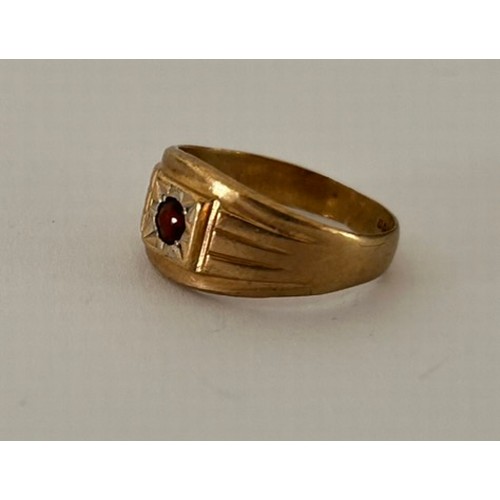 133 - 9ct Gold & Ruby Set Ring Approx P 3.0g