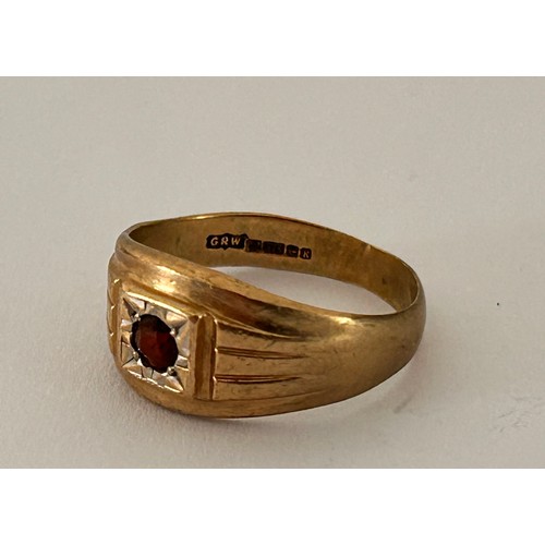 133 - 9ct Gold & Ruby Set Ring Approx P 3.0g