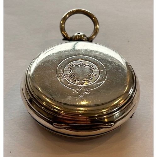 253 - A Silver Open Face Pocket Watch, signed Heys & Co, Coventry.  Hallmark Chester 1892